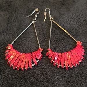 Elegant Red Sequin Earrings